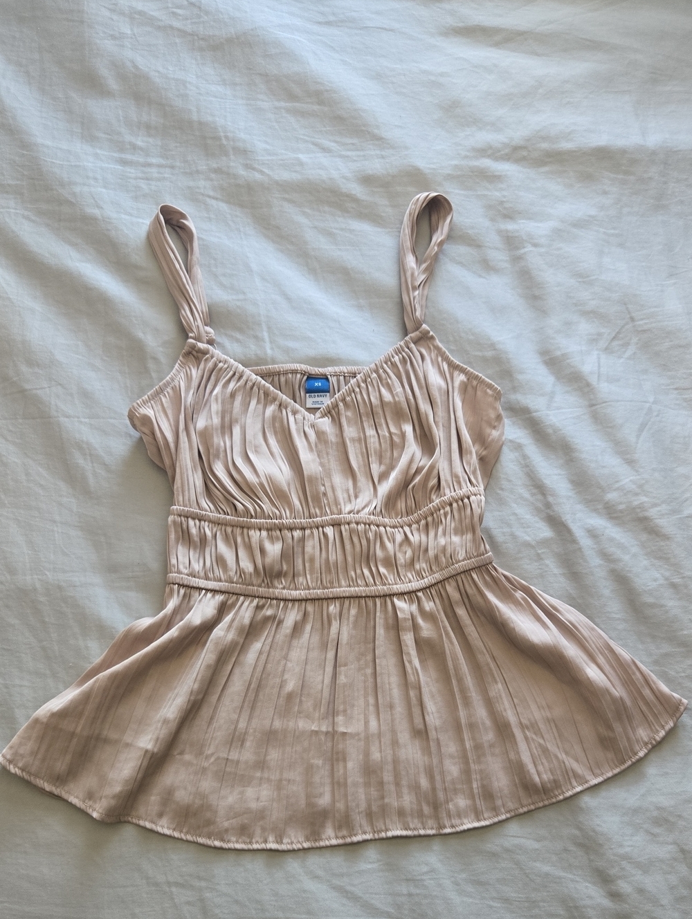 Old Navy Blush Pleated Spaghetti Strap Camisole Crop Top